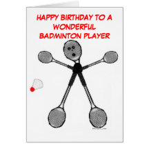 Happy Birthday Badminton Player Greeting Cards