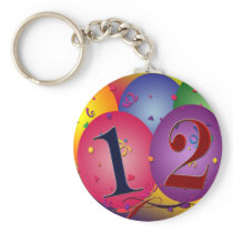Happy Birthday balloons - 12th birthday Key Chain