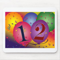 Happy Birthday balloons - 12th birthday Mouse Mat