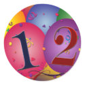 Happy Birthday balloons - 12th birthday stickers by perfectpostage Happy Birthday balloons - 12th birthday stickers