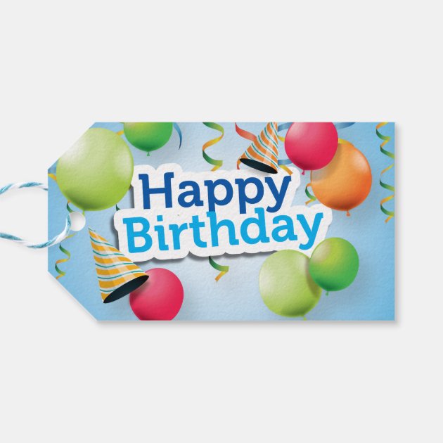 Happy Birthday Balloons and Hats Pack Of Gift Tags-1