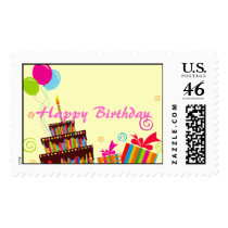 Happy Birthday Balloons Cake Postage