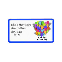 Happy Birthday Balloons for Boy (Blue Trim) Custom Address Label