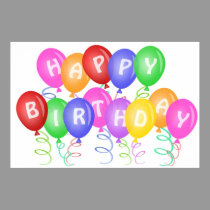 Happy Birthday Balloons Illustration Poster posters