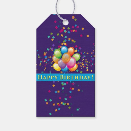 happy birthday balloons purple gift tags zazzle purple christmas wrapping paper