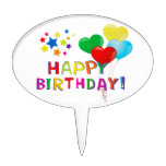Happy Birthday Balloons Stars Cake Pick