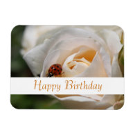 Happy birthday. Beautiful white rose flower Rectangle Magnet