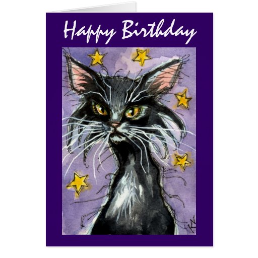 Happy Birthday Black Cat greeting card Zazzle