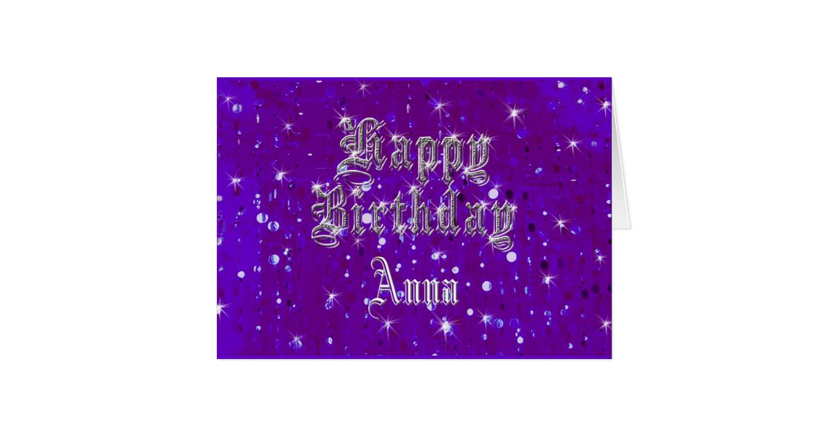 Happy Birthday Bling Purple Greeting Card Zazzle