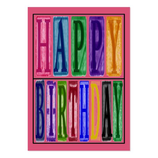Happy Birthday Blocks Gift Tag Business Card Templates (front side)
