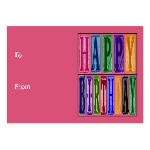 Happy Birthday Blocks Gift Tag Business Card Templates (back side)