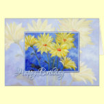 Happy Birthday Blue and Yellow Flowers cards