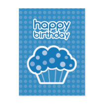 happy birthday blue cupcake postcard postcards