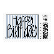 Happy Birthday Blue Stripes Stamp by floatinglemons Happy Birthday Blue Stripes Stamp