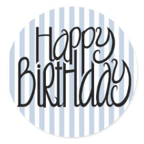 Happy Birthday Blue Stripes Sticker