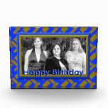 Happy Birthday blue yellow photo frame awards