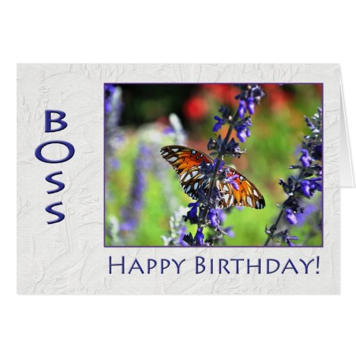 Happy Birthday Boss Floral Butterfly Greeting Cards