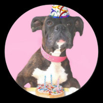 Happy Birthday Boxer dog stickers