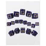 Happy Birthday Brian toy blocks in blue. flyers