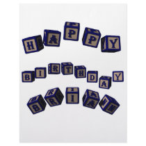 Happy Birthday Brian toy blocks in blue. Letterhead Design