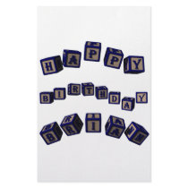 Happy Birthday Brian toy blocks in blue. Stationery Design
