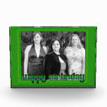 Happy Birthday bright green photo frame awards