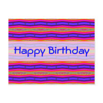 Happy Birthday bright pink blue postcards by DonnaGraysonAbstract Happy Birthday bright pink blue postcards