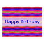 Happy Birthday bright pink blue Postcards