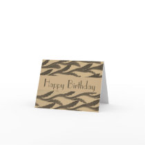 Happy Birthday brown biege branch pattern Greeting Cards