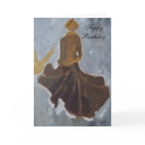 Happy Birthday (brown dress) Greeting Cards