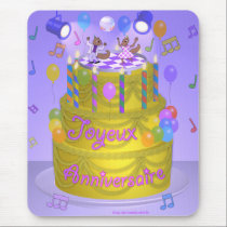 "Happy Birthday" cake (French) mousepads
