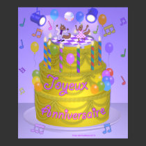 "Happy Birthday" cake (French) posters