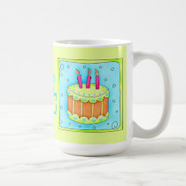 Happy Birthday Cake Lime Green Mug mugs