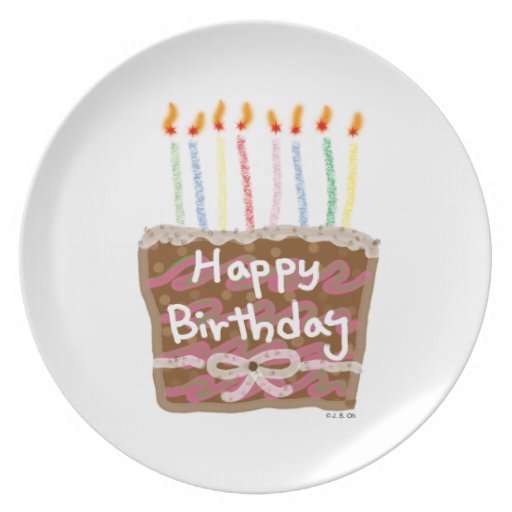 Happy birthday cake party plate