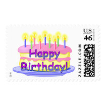 Happy Birthday Cake Postage Stamp