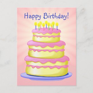 Happy Birthday Cake Postcard postcard