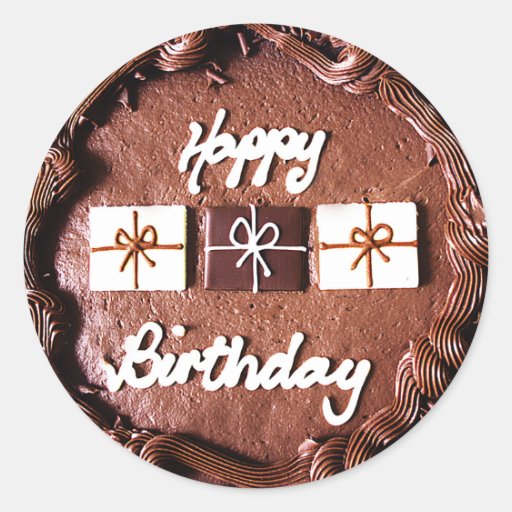 Happy Birthday Cake Round Stickers