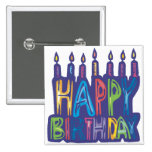 Happy Birthday Candles Pinback Buttons