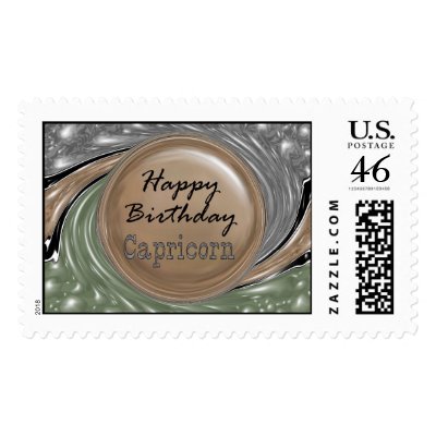 Happy Birthday Capricorn Postage Stamp by dndartstudio