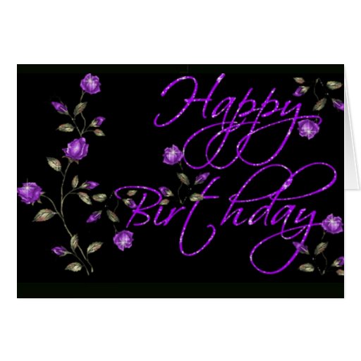 Happy Birthday Card with purple flowers | Zazzle