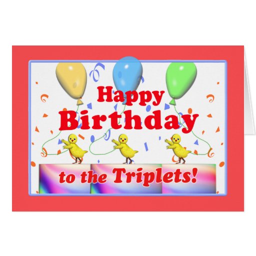 Happy Birthday Chickens for Triplets Card Zazzle