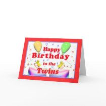 Happy Birthday Chickens for Twins Greeting Card