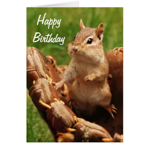 Happy Birthday Chipmunk Playing Baseball Greeting Card Zazzle