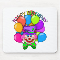 Happy Birthday Clown and Balloons mousepads