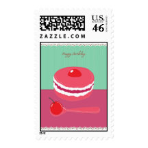 happy birthday cream cake stamp