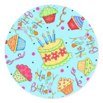 Happy Birthday Cucakes and Cake Turquoise Sticker stickers
