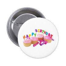 Happy Birthday Cupcake and Candles Pin