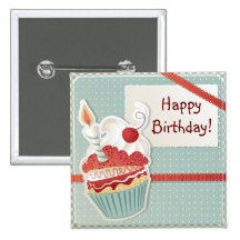Happy Birthday Cupcake Button
