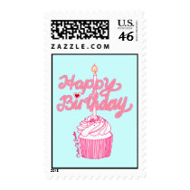 Happy Birthday Cupcake Doodle Art Postage postage