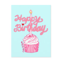 Happy Birthday Cupcake Doodle Art Postcard